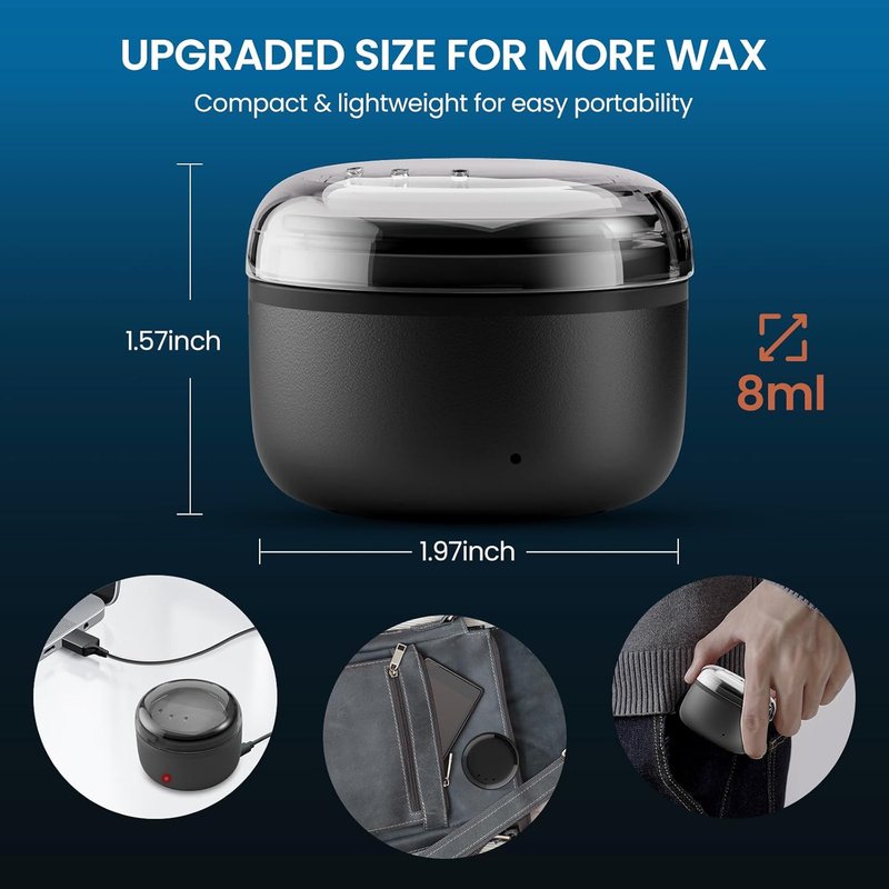 Nose Wax Kit for Men - Painless Ear Hair Removal | 100g Wax, 40 Sticks, USB Heating, Black