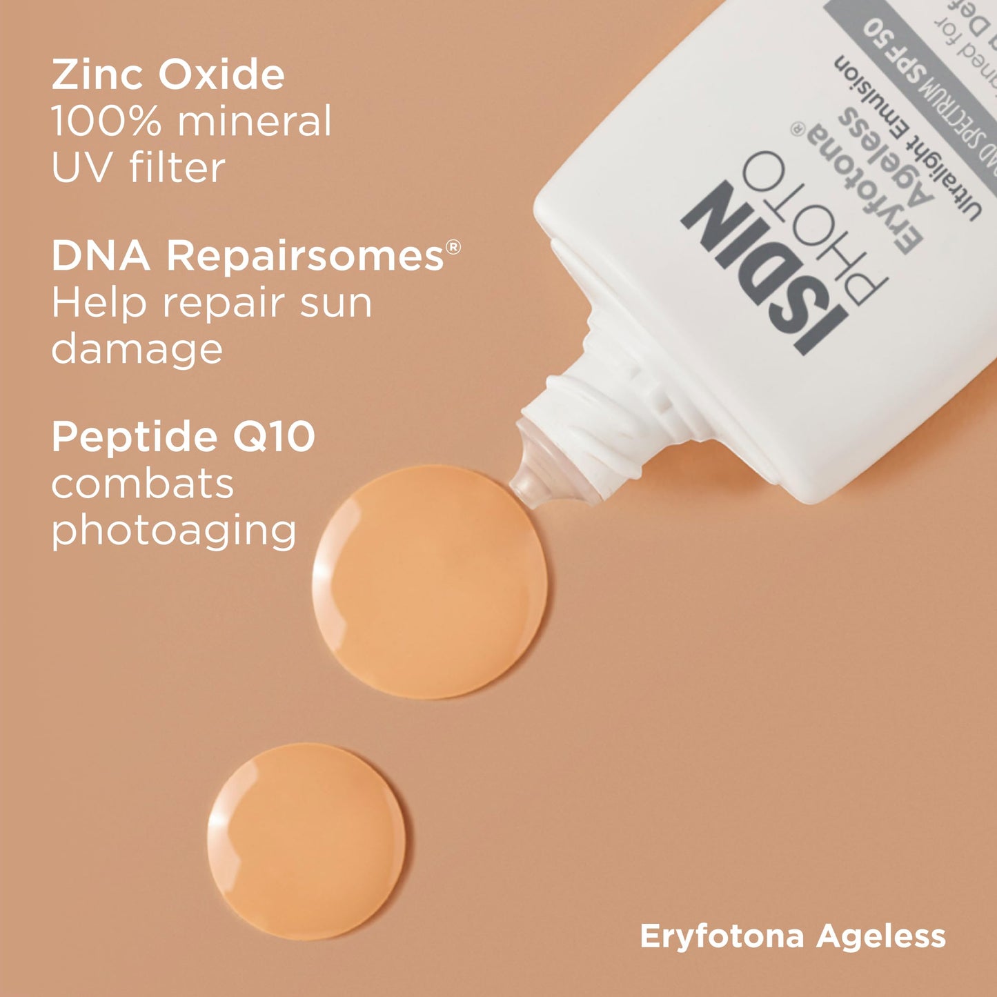 ISDIN Eryfotona Ageless Tinted Mineral Face Sunscreen SPF 50, Zinc Oxide