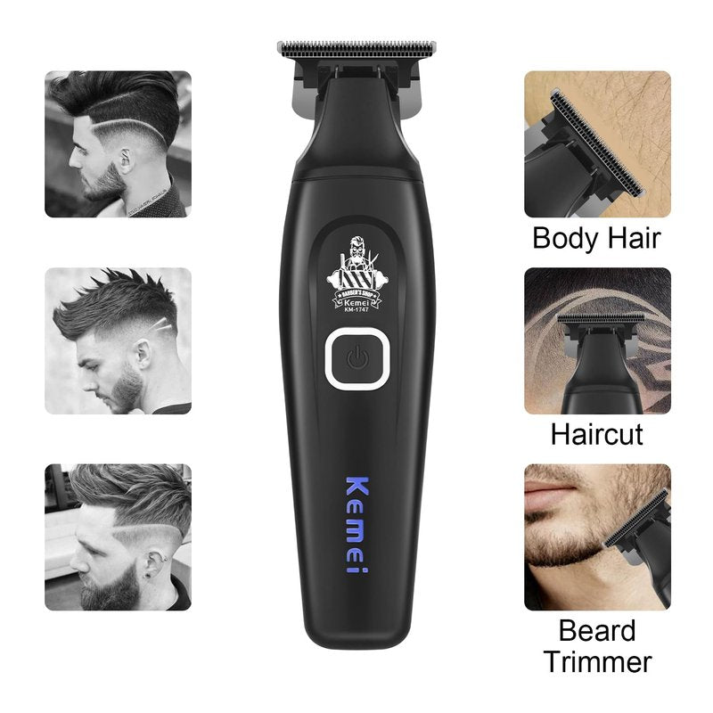 KEMEI Professional Hair Clipper & Cordless Barber Trimmer for Men, Clippers for Hair Cutting, Rechargeable T-Shaped Beard Trimmer, USB Charging, Gifts for Men