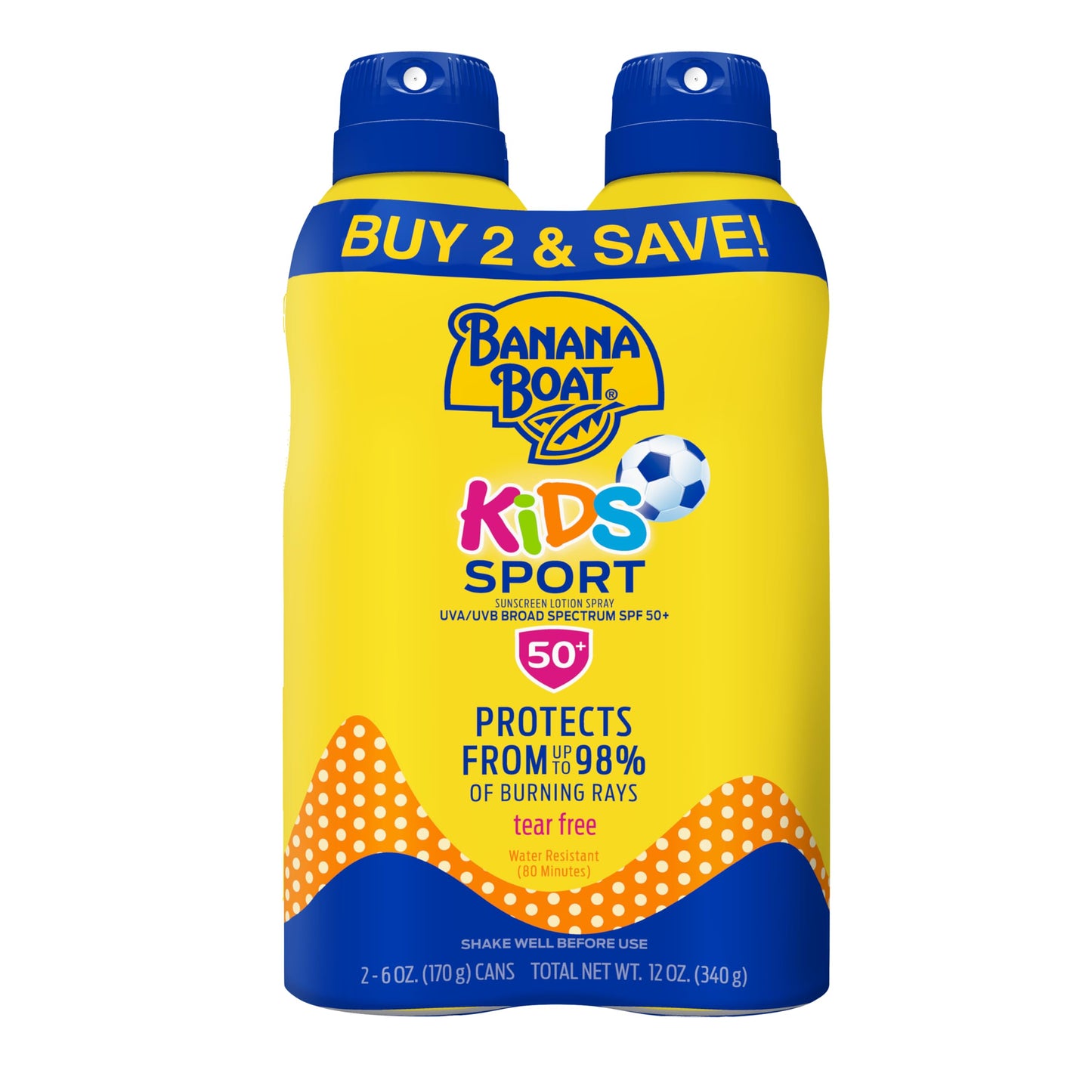 Banana Boat Sunscreen, SPF 100, Spray | Kids | Clear | 6 OZ | Pack of 2