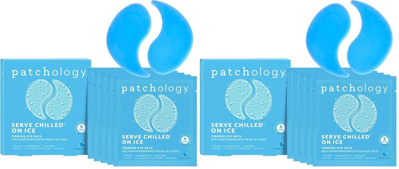 Patchology Iced Cooling Under Eye Mask Patches - Firming Peptide Gel for Fine Lines | 5 Pairs (Pack of 2)