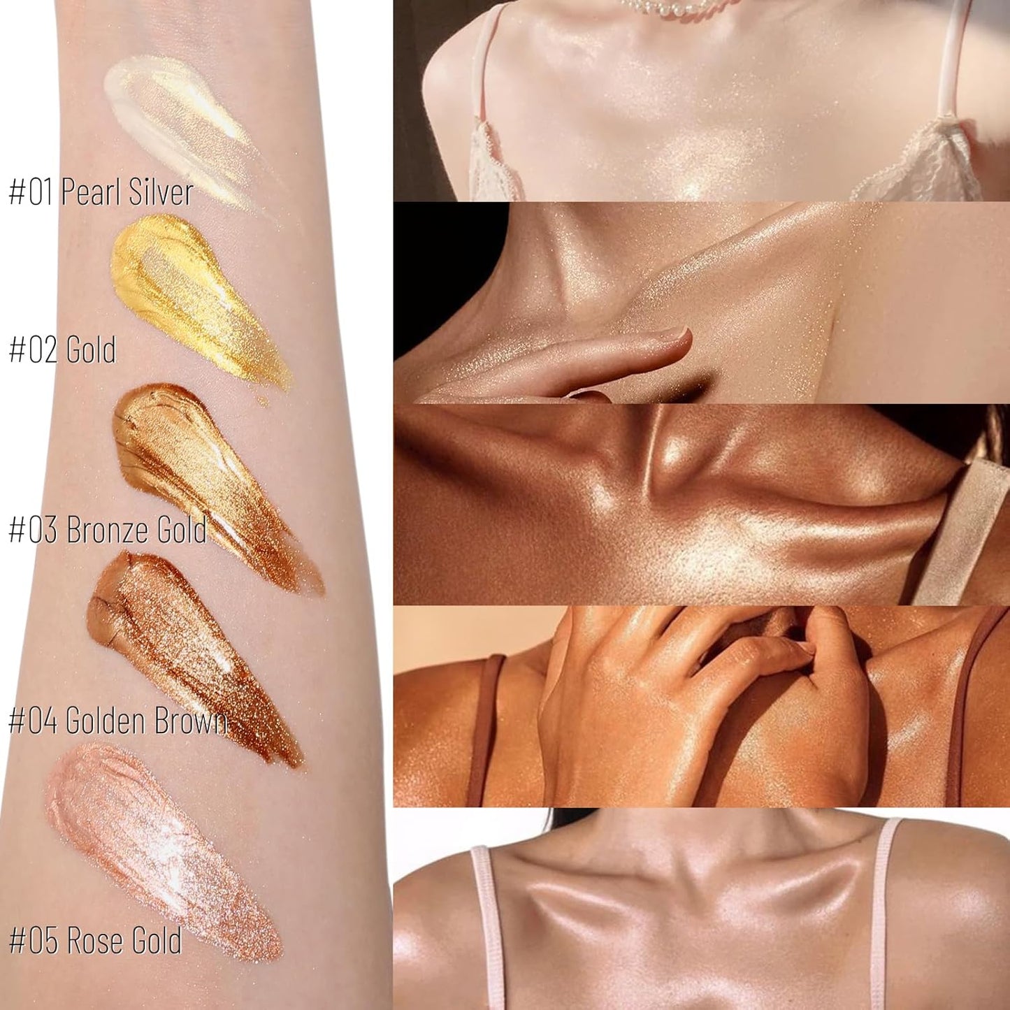 UCANBE Body Shimmer Oil - Moisturizing Glitter Illuminator for Glowing Skin | 100ml Bronze Gold