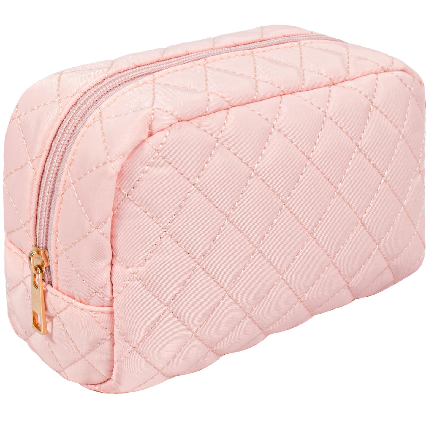 LETGO Travel Makeup Bag for Women Girl,Quilted Makeup Bag Cosmetic Bag,Cute Puffer Make Up Organizer Bags,Pink Car Accessories for Girls(Pink)