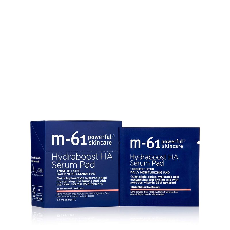 m-61 Hydraboost HA Serum Pad | Hyaluronic Acid Serum Pads to Firm and Moisturize Up to 48 Hours. Dermatologist Tested. Fragrance Free. For All Skin Types. Individually Wrapped - 10 Units