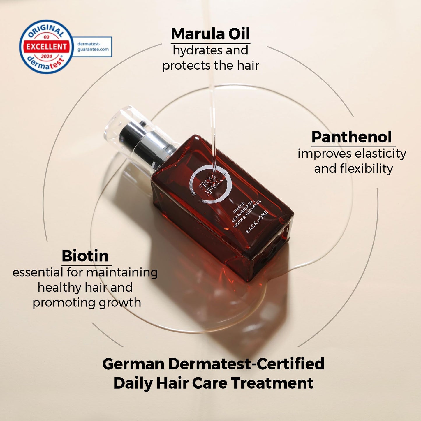 BACK AT ONE From Africa Hair Oil with Marula Oil, Biotin and Panthenol, 1.62 fl oz