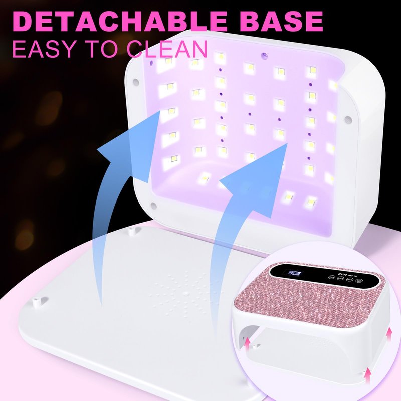 ANYINS Led Nail Lamp, 126W Gel Nail Light Rechargeable Professional Lamp 42 Durable UV LED Beads Automatic Sensor Fast & Even Curing All Gel Polish Manicure at Home and in Salons(Pink Diamond)