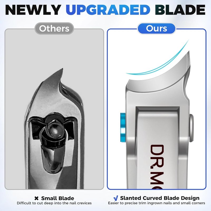 Nail Clippers for Men - Heavy Duty Angled Head Toe Nail Clippers for Thick Ingrown Nails | Wide Jaw Design