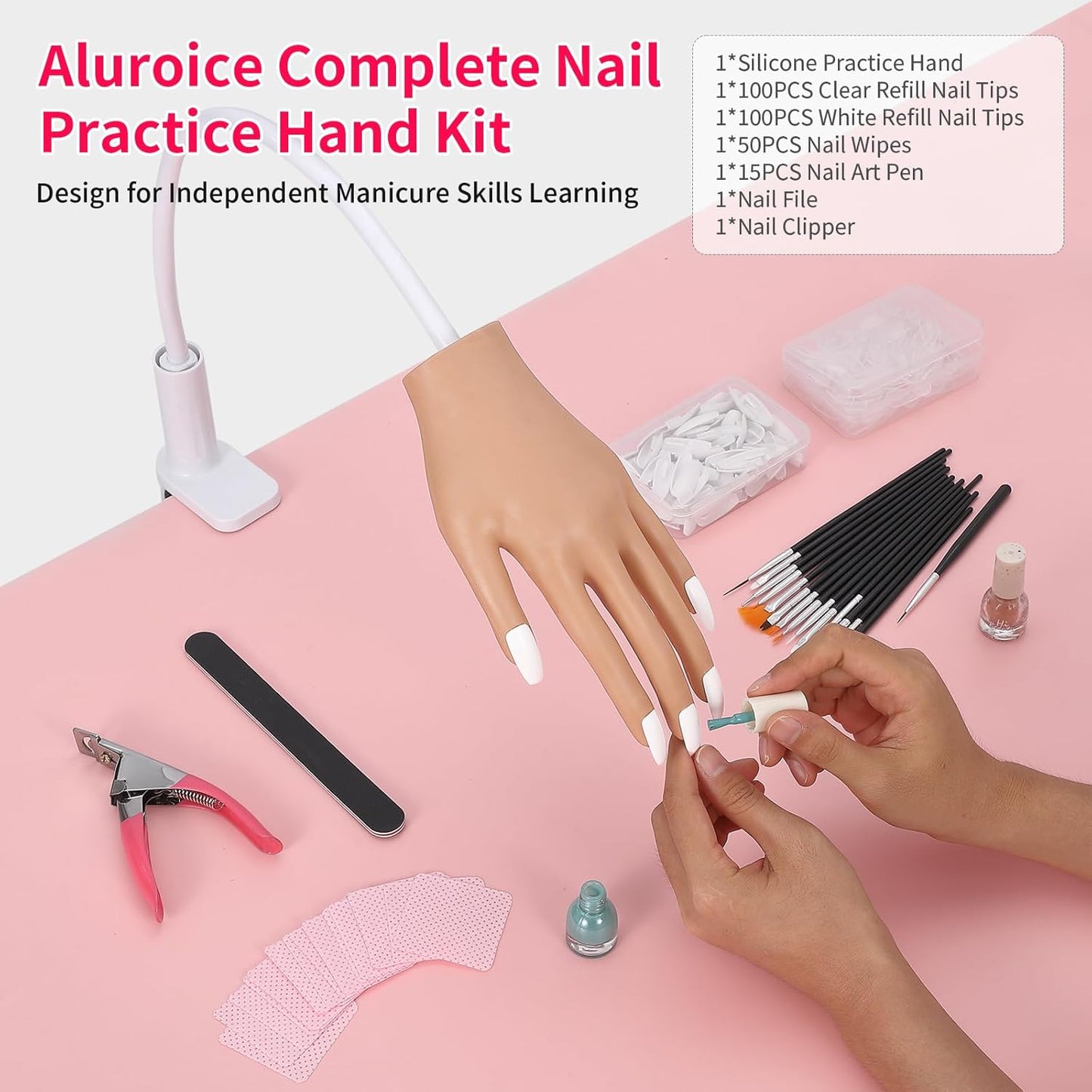 Acrylic Nail Practice Hand - Flexible Fake Mannequin for Training | Ideal for Nail Tips