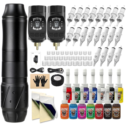 Wireless Rotary Tattoo Pen Machine Style Supply Coreless Motor 1600mAh Battery Power with Two Battery EM155KITP155-1