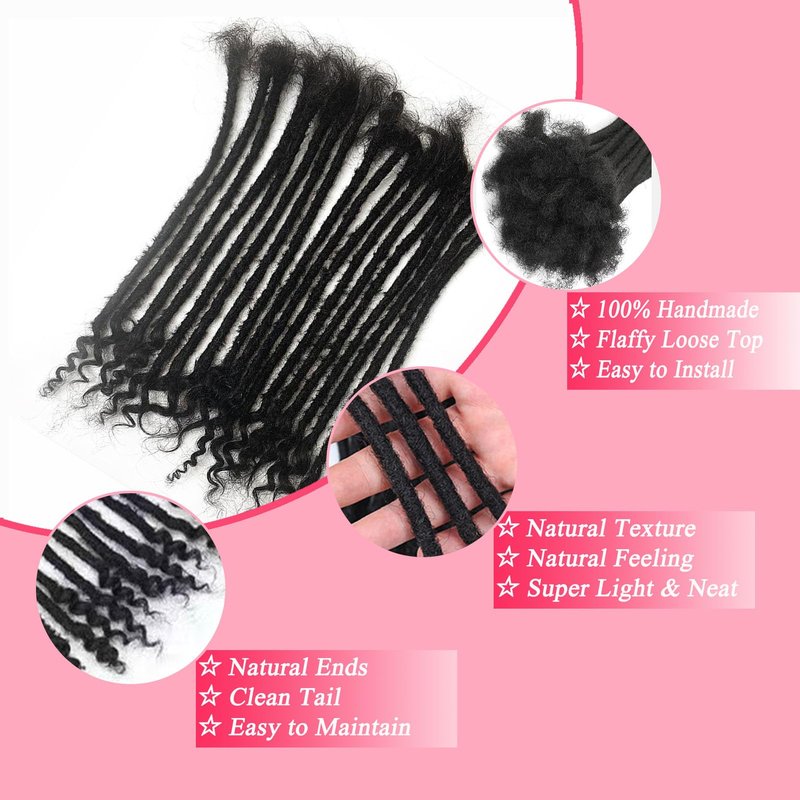 100% Real Human Hair 0.4cm Width 8 Inch Loc extensions Human Hair with Ends 30 Strands per pack Full Handmade Dreadlock Extensions Can be dyed and bleached for Men Women Kids