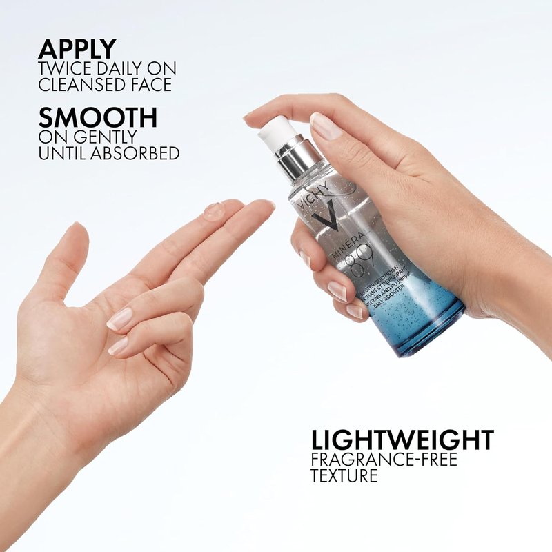 Vichy Mineral 89 Booster - Hyaluronic Acid Serum for Face | Hydrates & Repairs Skin Barrier, Lightweight, Oil-Free