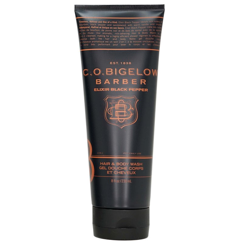 C.O. Bigelow Elixir Black Pepper No. 1609 Bourbon & Sandalwood Moisturizing Shampoo and Body Wash for Men, 8 fl oz