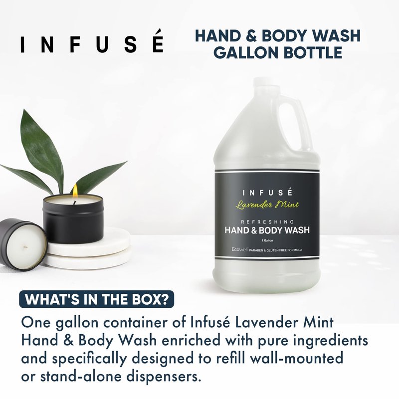 Hand/Body Wash | Infuse Lavender Mint Hotel | 1 Gallon | For Hospitality & Vacation Rentals to Refill Dispensers | (Single Gallon)