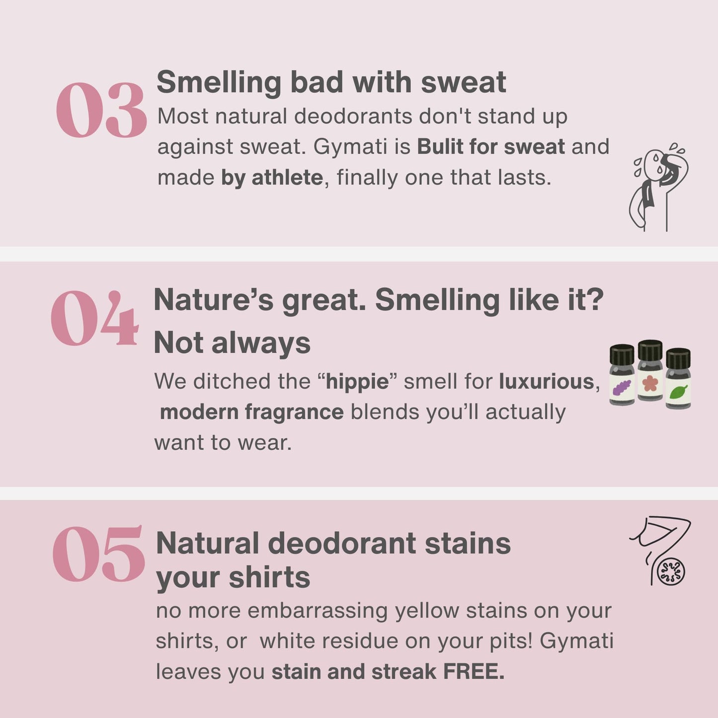 Gymati - Fitness Deodorant Spray - Men & Women - Aluminum-Free - All Day Ultimate Odor Protection - Built For Sweat - Air-Powered - Vegan & Plant-Based - Made in USA -Femme -3.4oz Travel Size -3 Pack