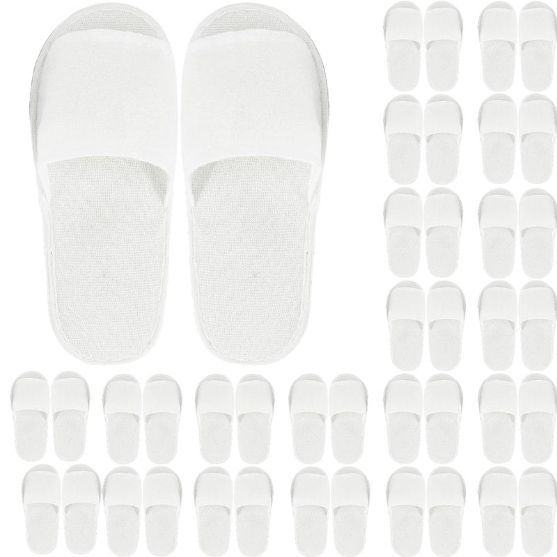 Seuqhck 20 Pairs Disposable Slippers, Open Toe Comfortable Cotton Spa Slippers Bulk, White Non-slip Hotel Guest Slipper for Home, Travel, Salon, Unisex, Men, Women