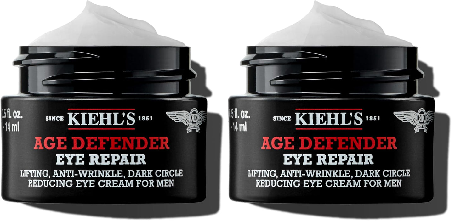 Kiehl's Age Defender Eye Repair, Anti-Aging Eye Cream for Men, Lift, Firm and Visibly Reduce Dark Circles and Crow’s Feet, Instantly Brightens, Paraben-free, Fragrance-free - 0.5 fl oz (Pack of 2)
