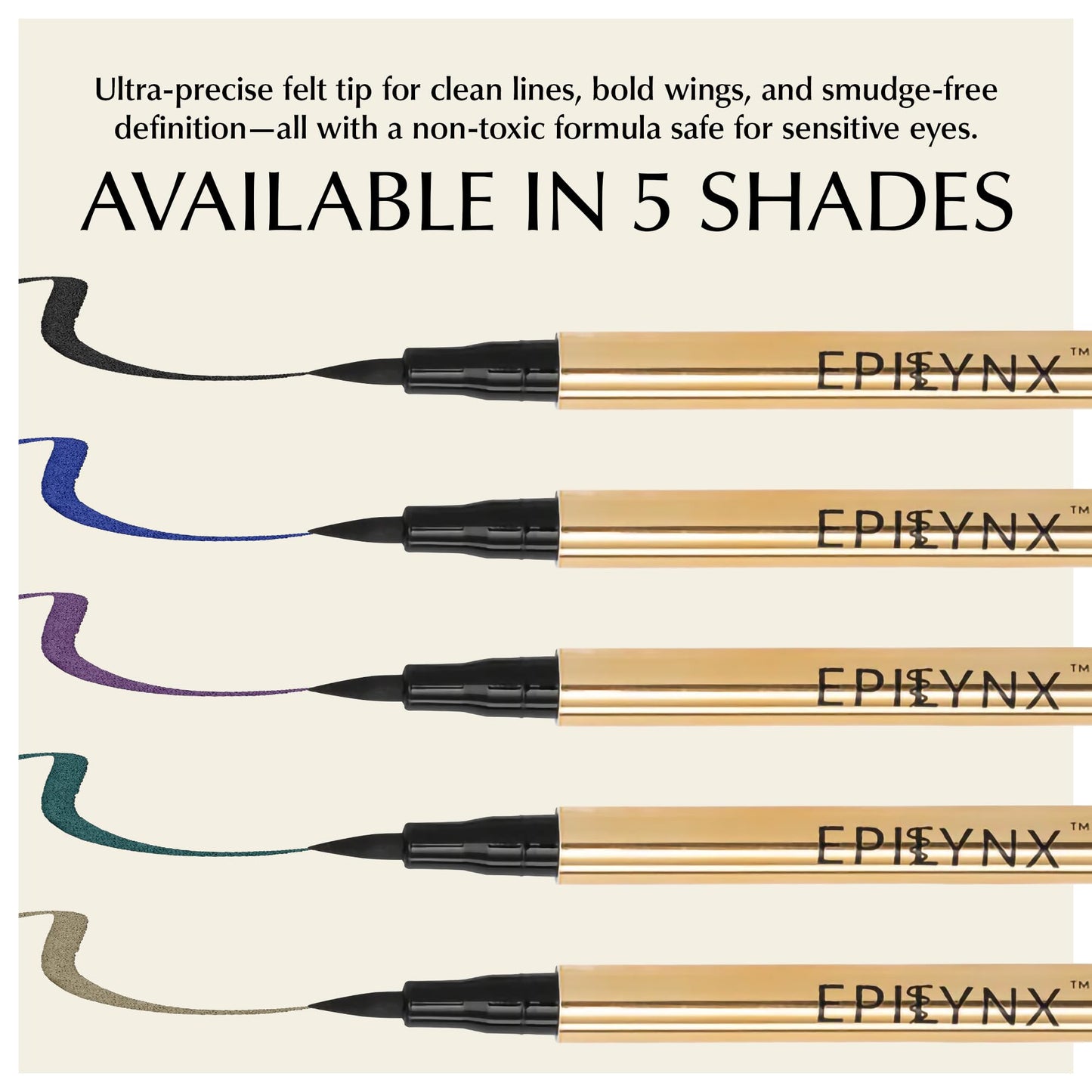 EPILYNX Liquid Eyeliner - Hypoallergenic Eyeliner with Fine Brush Tip, Long-Lasting Waterproof Eye Liner - Cruelty-Free, Vegan, Gluten-Free, Smooth Application Liquid Eye Liner, Black 2mL