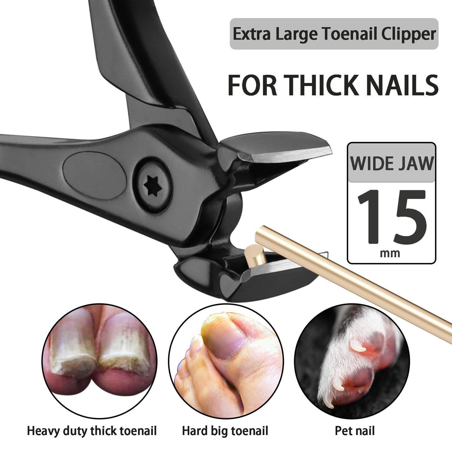 XGIZMOO Toenail Clippers for Thick Toenails-Angled Head,Toe Nail Clippers for Thick Nails for Seniors,Finger Nail Clippers for Men with Wide Jaw Opening, Heavy-Duty Nail Cutters
