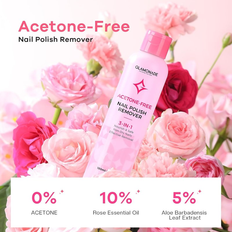 Glamonade Gel Nail Polish Remover - Professional Soak-Off Formula with Natural Rose Seed Oil | 6 FL Oz, Pack of 2