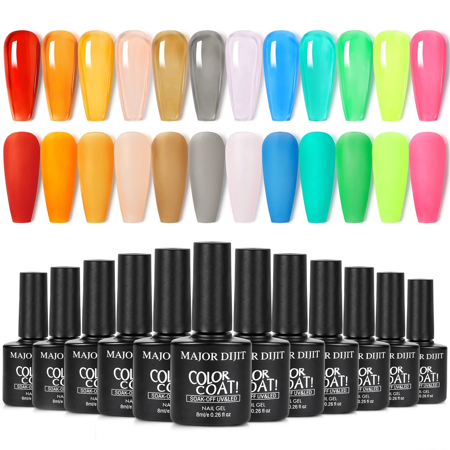 Major Dijit 12 Pcs 8 ML Jelly Gel Nail Polish Set