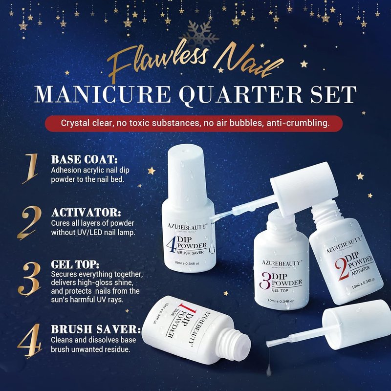 Color Changing Glitter Dip Powder Nail Kit - 20 Magic Colors with Base & Top Coat for DIY French Manicure