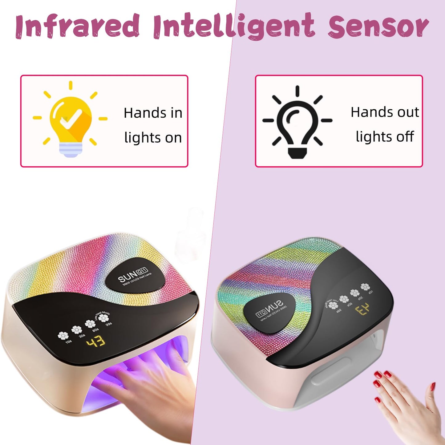 UV Nail Lamp, UV Light for Gel Nails, Professional Nail Dryer with 45pcs Beads, 4 Timers and Automatic Sensor LED Nail Lamp for Home Salon