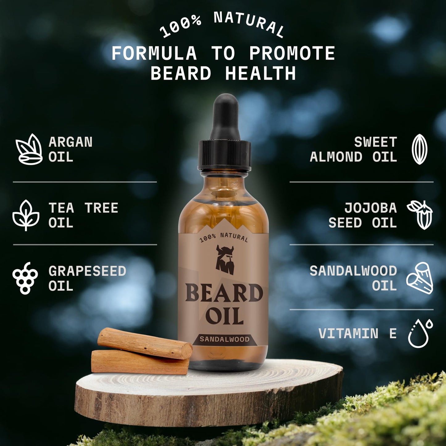 Striking Viking Beard Oil Sandalwood (2oz) & Beard Wash Sandalwood (17oz)