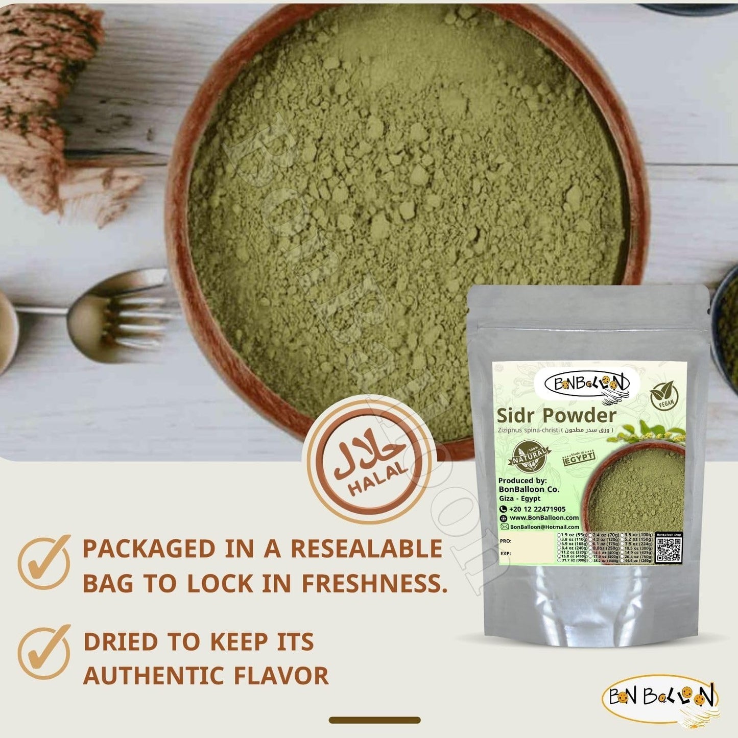 Seder Sidr Leaves Powder - Organic Moisturizing Hair & Skin Care | 8.8 Ounce (250g)