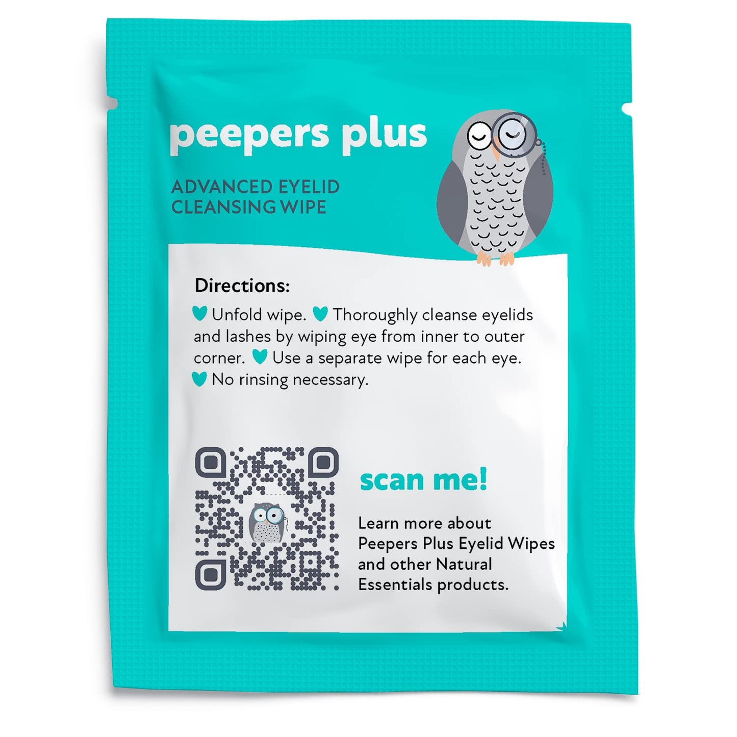 Natural Essentials Peepers Plus Eyelid Wipes, Preservative-Free & Rinse-Free Eye Wipes for Daily Use, Hydrating & Moisturizing Hyaluronic Acid & Tea Tree Oil Soothes Allergy Dry Eyes, 30 Count (2pk)