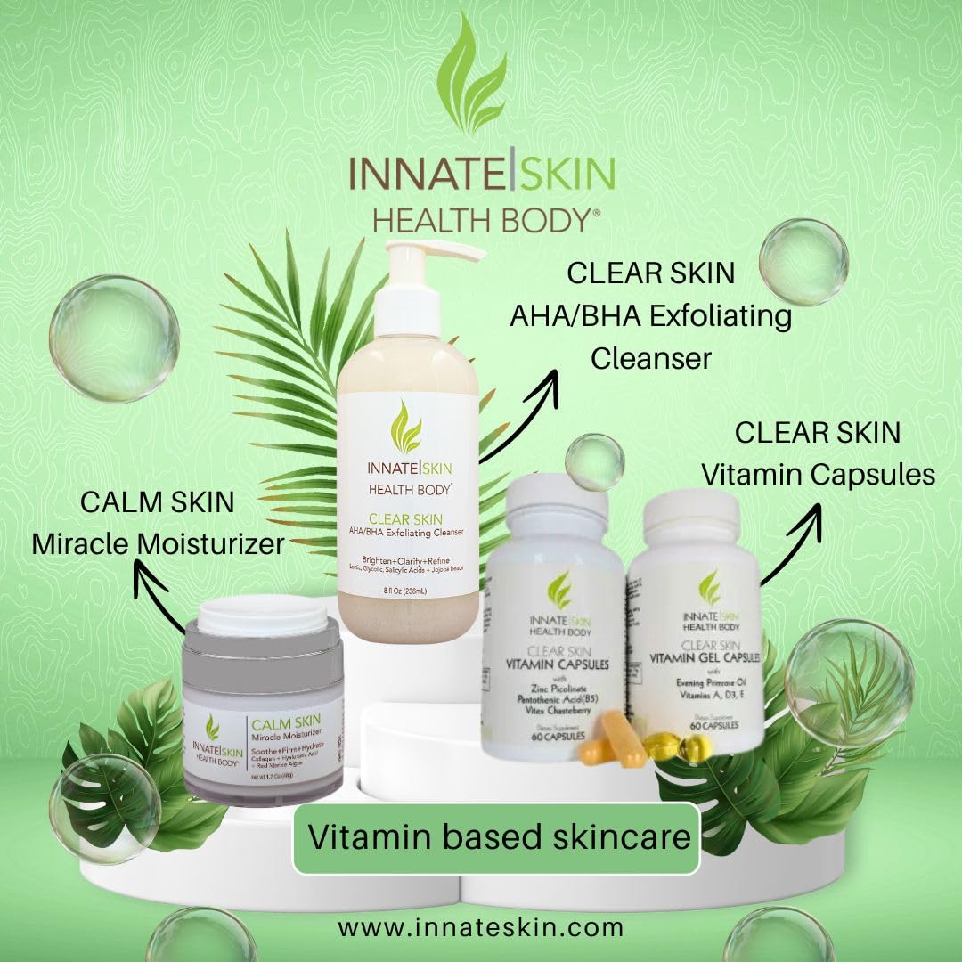 Innate Skin Calm Skin Face Moisturizer with Hyaluronic Acid, Collagen & Red Marine Algae 1.7oz Air Pump