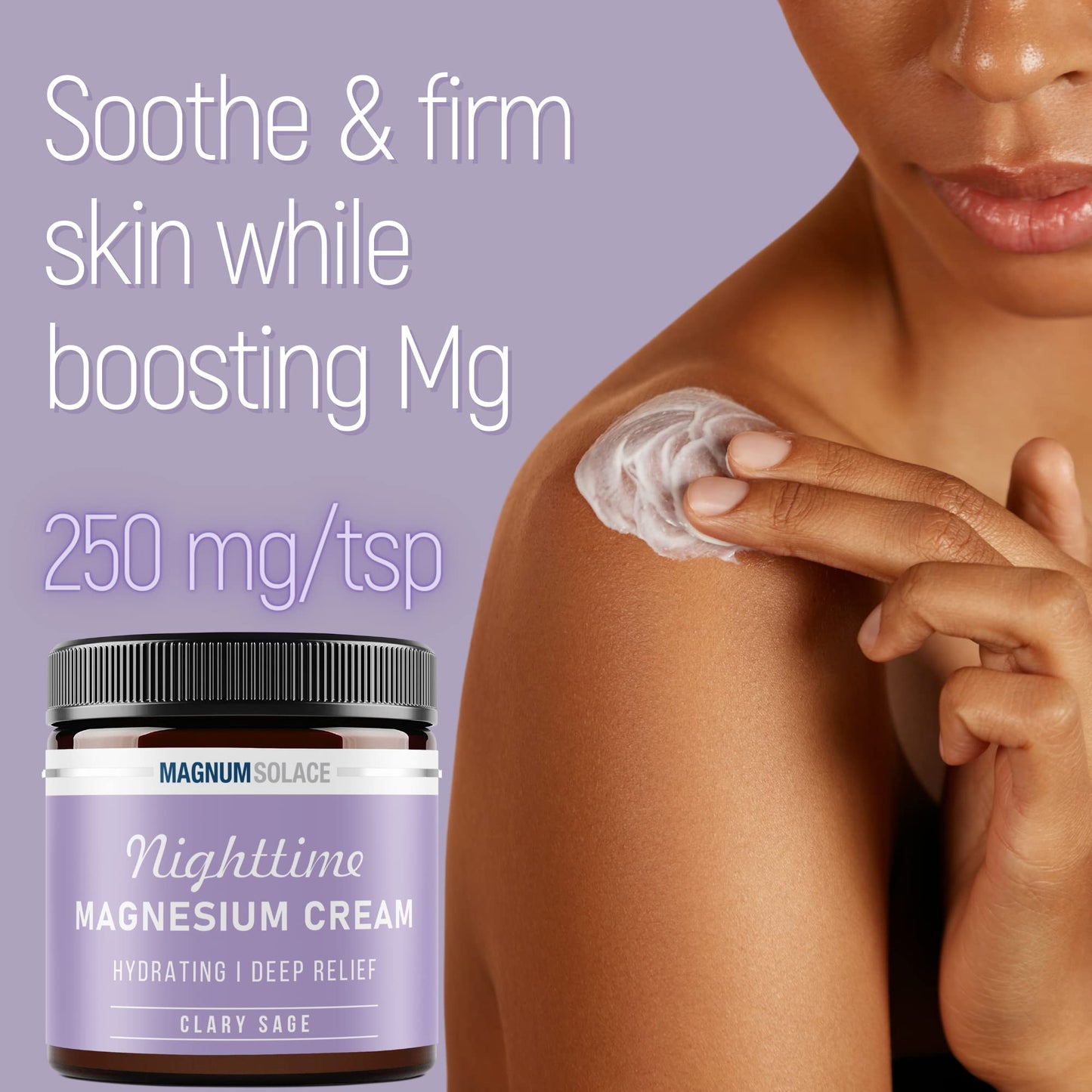 Magnum Solace Magnesium Lotion – Nighttime Magnesium Cream – Apply to Legs, Arms or Chest - Topical Magnesium Chloride – USA Made and Safe for Kids (Clary Sage)