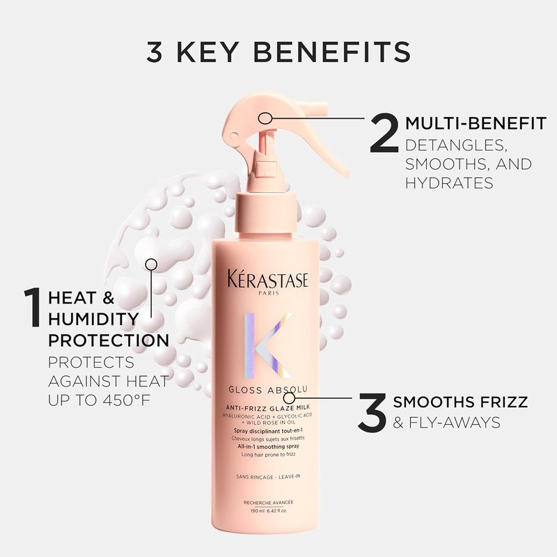 Kerastase Gloss Absolu Anti-Frizz Glaze Milk - Hydrating & Smoothing Treatment for Long Hair | Detangles & Protects from Heat