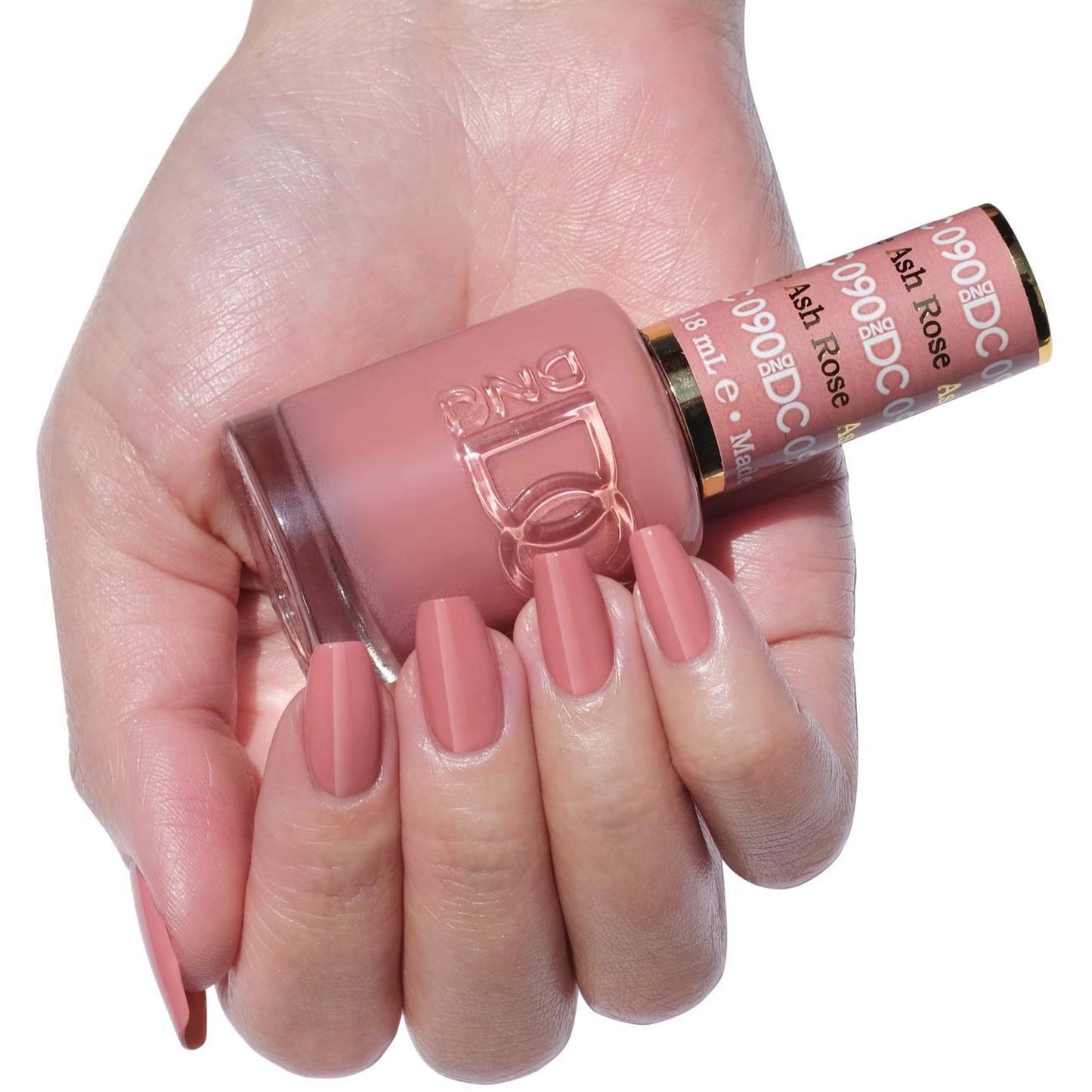 DND DC Gel Polish Set, Pink Collection, UV/LED GelPolish and Air Dry Nail Lacquer, Matching Chip-Free Polish Duo, 090 Ash Rose, 0.5 Fl Oz Each