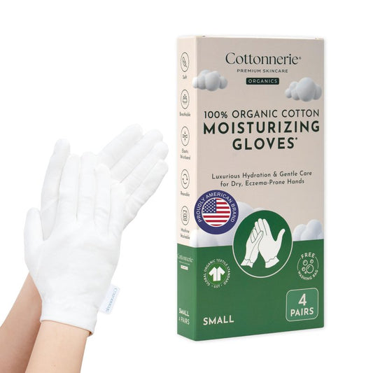 4 Pairs Cottonnerie Organic Cotton Gloves for Dry Hands Sleeping, Moisturizing Gloves Overnight, Hand Moisturizer Gloves, Moisture Gloves for Dry Hands Overnight, Sleeping Gloves, Small