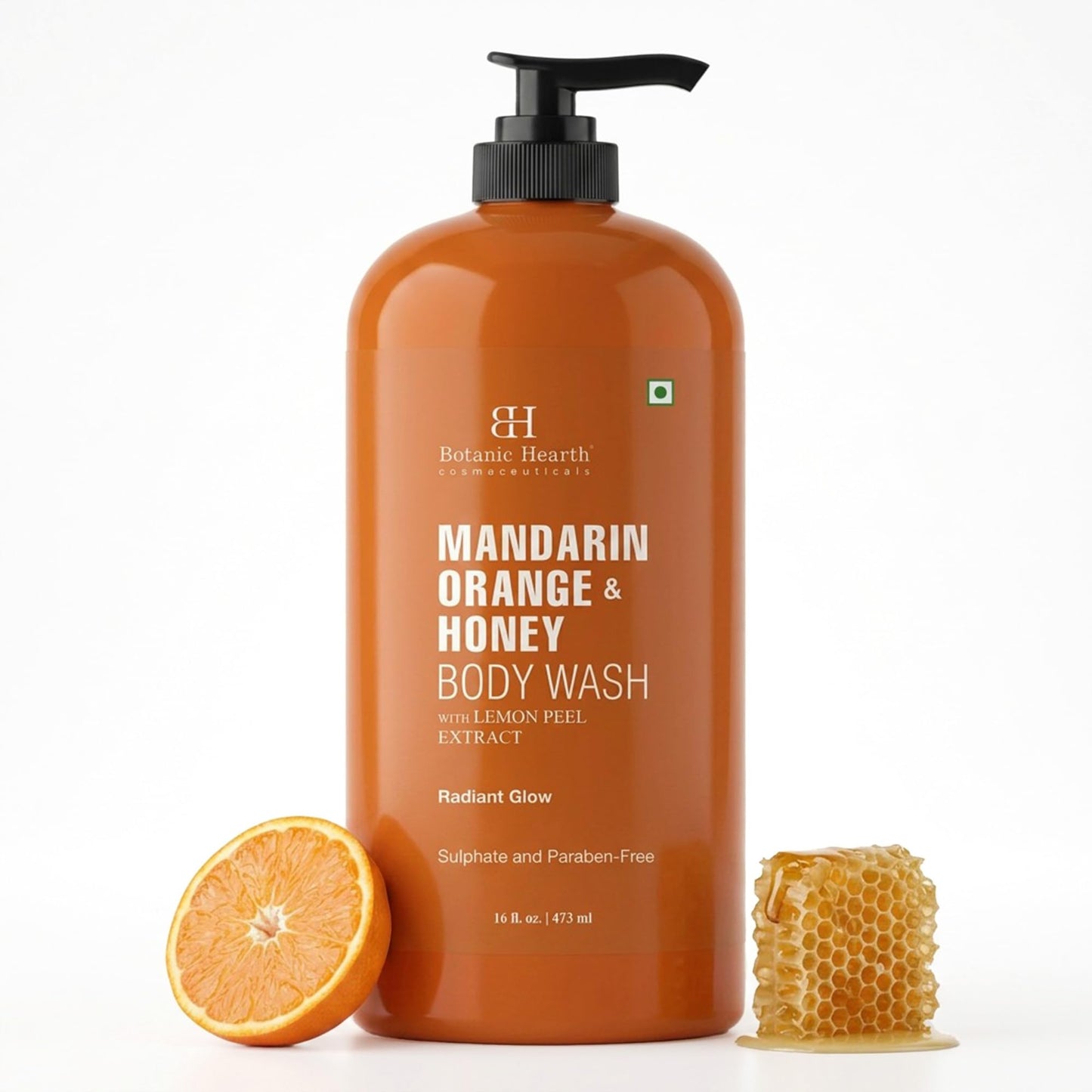 Botanic Hearth Mandarin Orange & Honey Body Wash – Refreshing Shower Gel with Lemon Peel Extract, Brightening & Hydrating Formula, Sulfate & Paraben Free – 16 fl oz