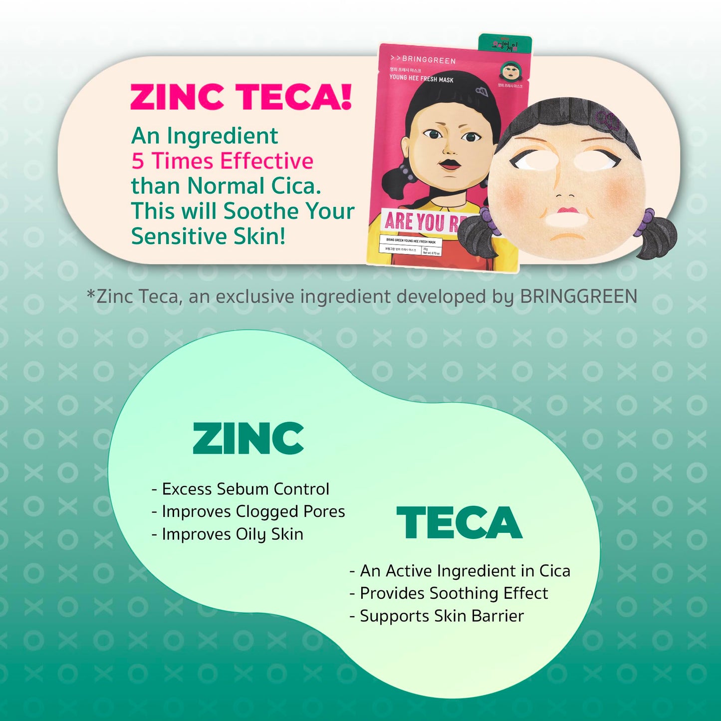 BRING GREEN Fresh Facial Sheet Mask Set 10 Sheets, Tea Tree Cica Soothing & Hydrating Face Mask for Sensitive Skin