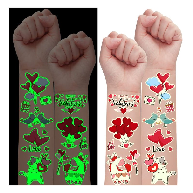 Partywind 28 Sheets (330 Styles) Valentines Day Temporary Tattoos for Kids, Valentines Day Decorations for Party Supplies Favors with Heart Tattoo Stickers, Exchange Prizes for Kids Classroom