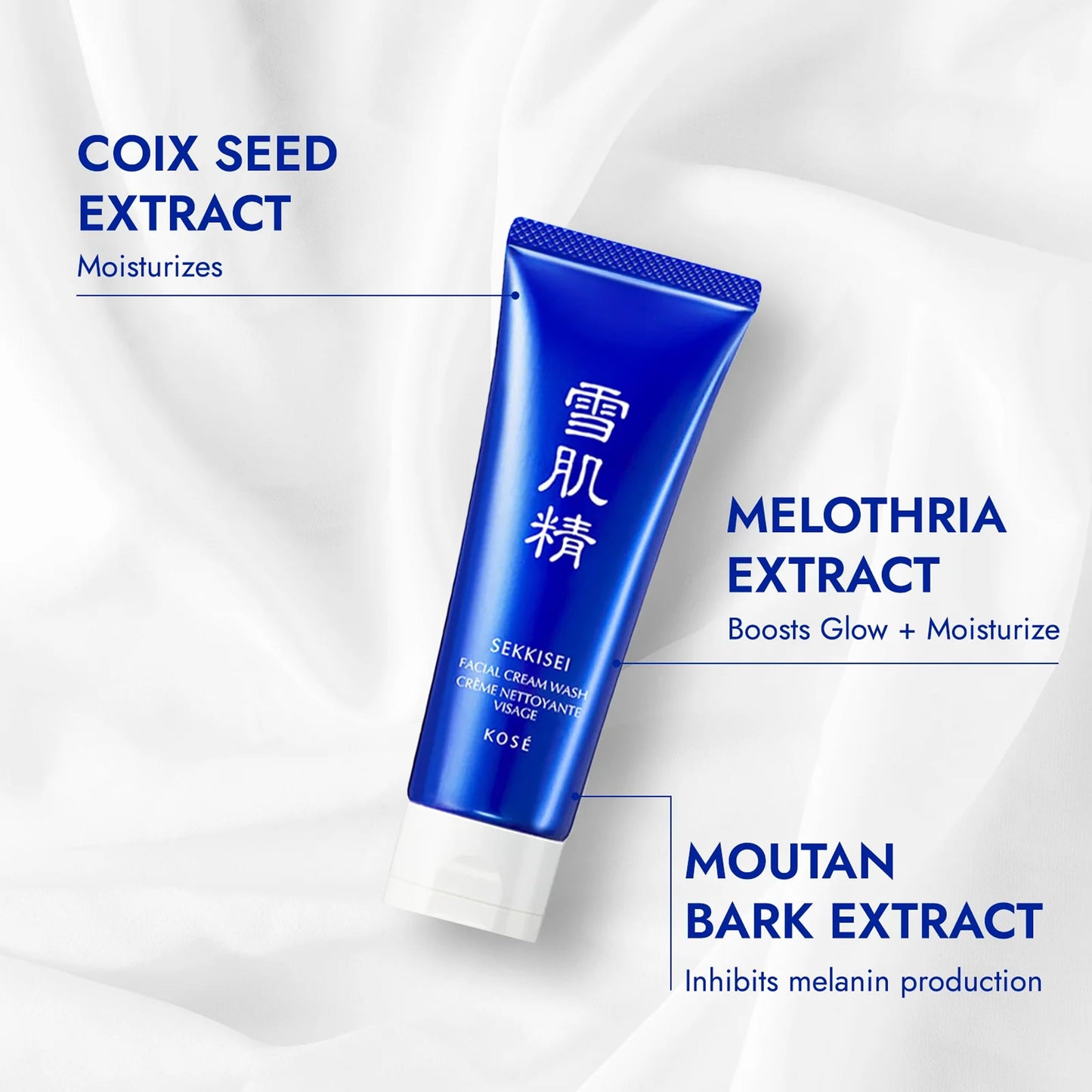 SEKKISEI Facial Cream Wash, Hydrating & Creamy Face Cleanser, Moisturizing, Gentle Foaming Formula Removes Impurities, Dead Skin Cells & Excess Oil for All Skin Types, 4.5 oz