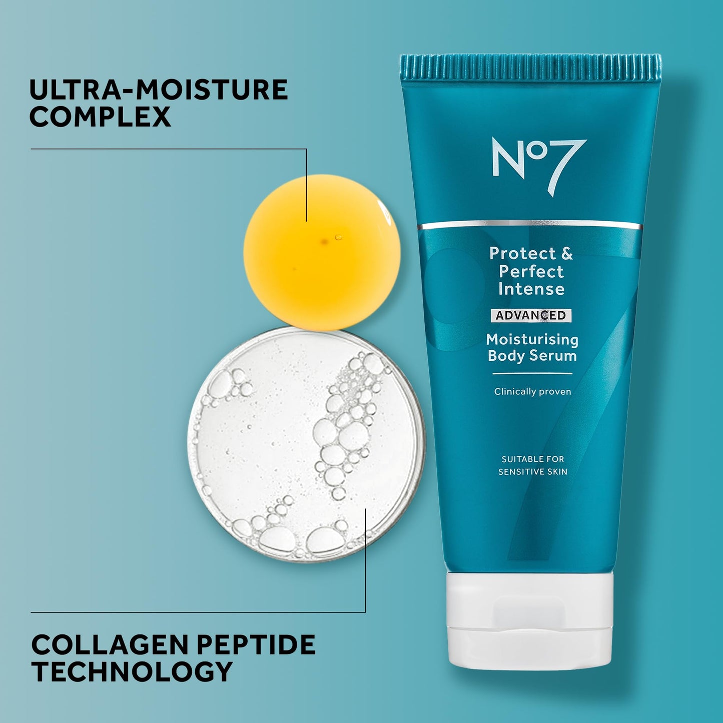 No7 Protect & Perfect Intense Advanced Body Serum - Anti Aging Serum with Hyaluronic Acid & Argan Oil - Collagen Peptide Skin Firming Body Moisturizer (6.7 oz)