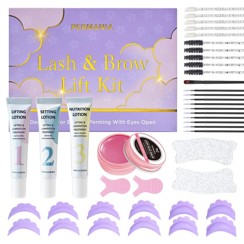 PERMANIA Korean Lash Lift Kit, Can be Operated with Eyes Open for Eyelash Lifting with Detailed Instruction, Salon Results Instant