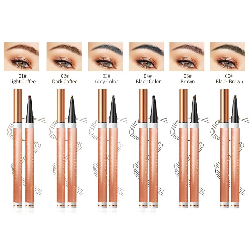 4-Tip Eyebrow Pen - Waterproof Long-Lasting Brow Pencil | 6 Colors Available, Dark Brown