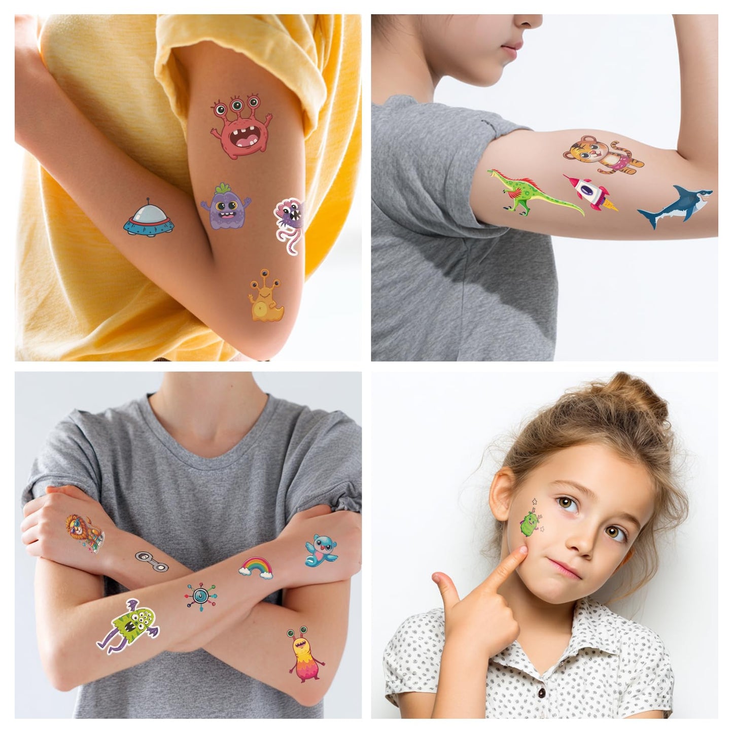 Temporary Tattoos for Kids, 60 Pcs Cool Designs Fake Tattoos for Boys, Safe and Waterproof Temporary Tattoos Stickers, Best Choice for Birthday Parties, Gifts, School Reward Activities