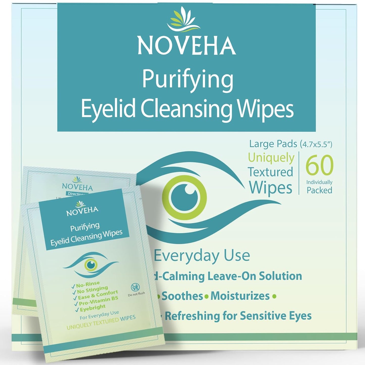 Eyelid & Lash Cleansing Wipes - Hypoallergenic & Soothing for Itchy, Dry Eyes | Pack of 60