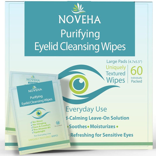 Eyelid & Lash Cleansing Wipes - Hypoallergenic & Soothing for Itchy, Dry Eyes | Pack of 60