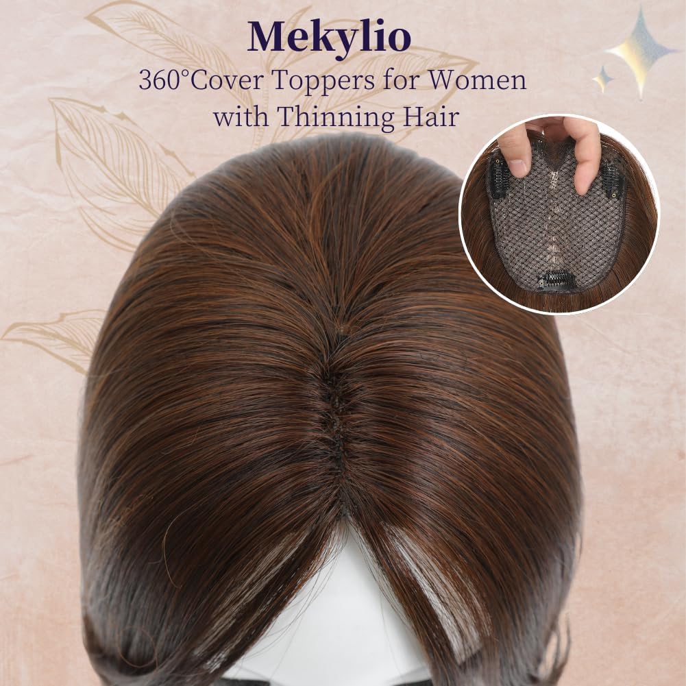 Hair Toppers for Women - Large Base Clip-In Hair Pieces | 15-Inch Fake Bangs for Thinning Hair