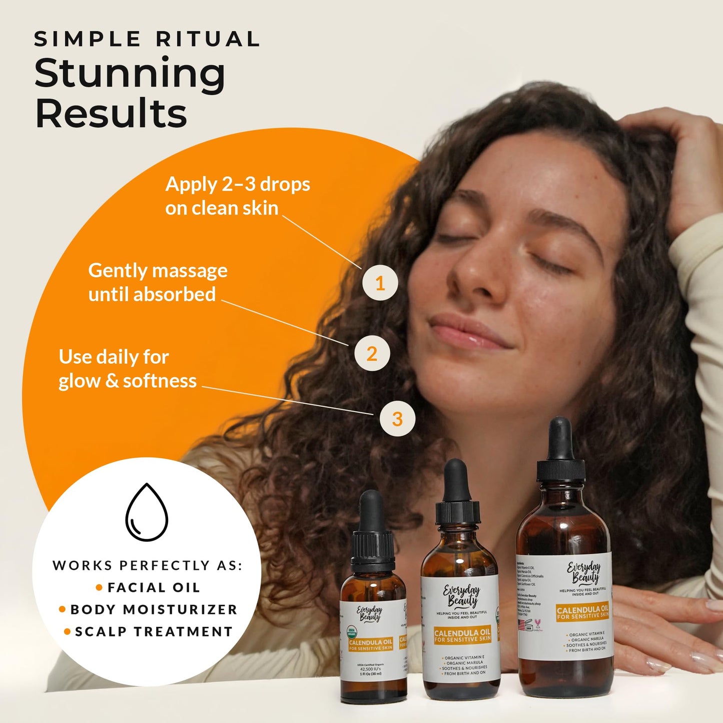 Organic Calendula Oil For Sensitive Skin -Bulk 8 Fl Oz- USDA Organic Certified 100% All Natural Plant Based, Lightweight & Unscented Gentle Soothing Oil For Sensitive Skin - For Face, Skin & All Over