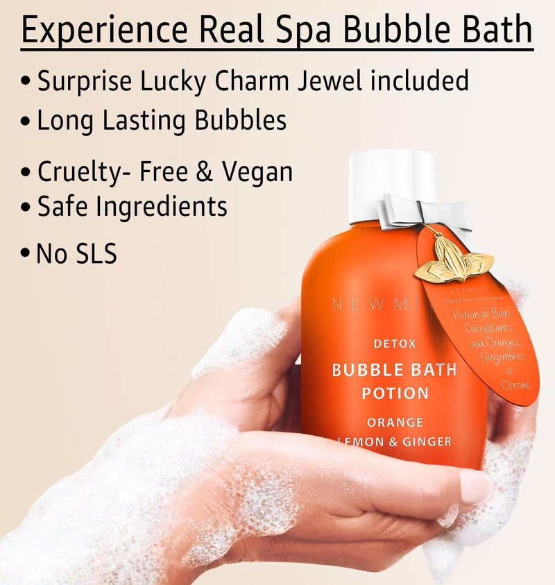 Natural Detox Citrus Bubble Bath Long Lasting Foaming Soak with Orange Ginger Lemon Essential Oils for Relaxation Hydration Stress Relief Spa Gift