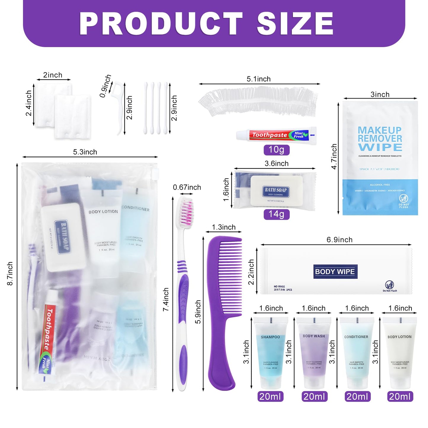 Pack of 5 Basic Toiletry Kits, Individually Packed, Personal Hygiene Kit Bulk Homeless Care Package Supplies, Travel Size Convenience Kits Suitable For Hotel, Home, Camping, Travel