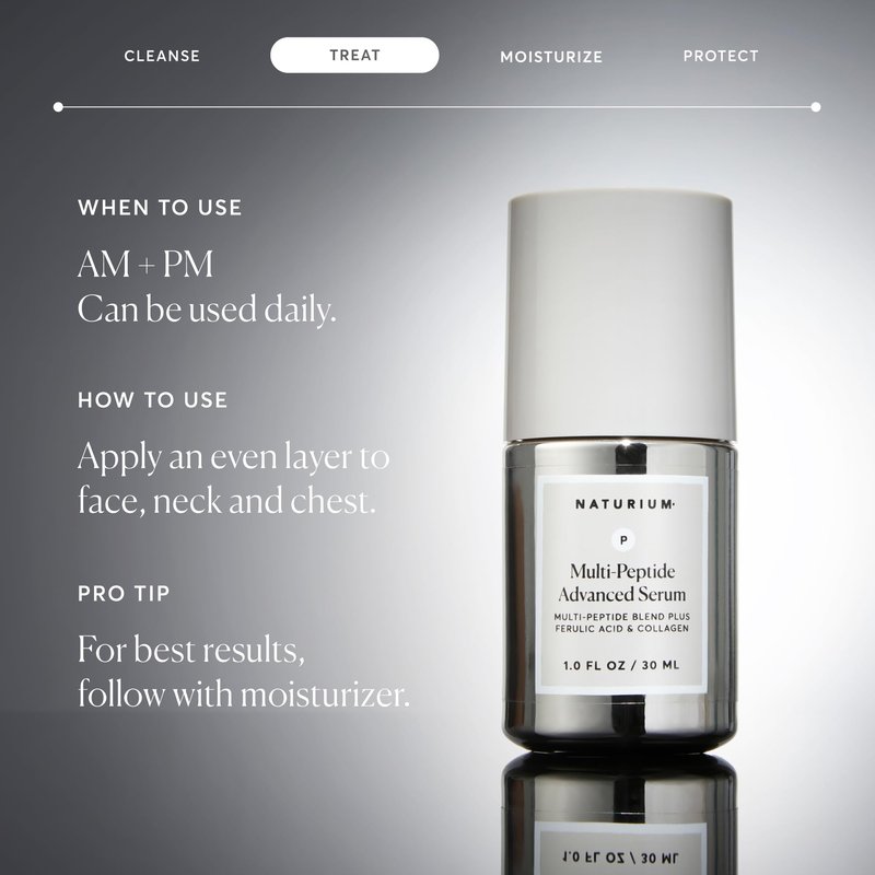 Naturium Multi-Peptide Advanced Serum, Firming & Smoothing Face Serum for Fine Lines & Wrinkles with Advanced Multi-Peptide Blend, 1 oz