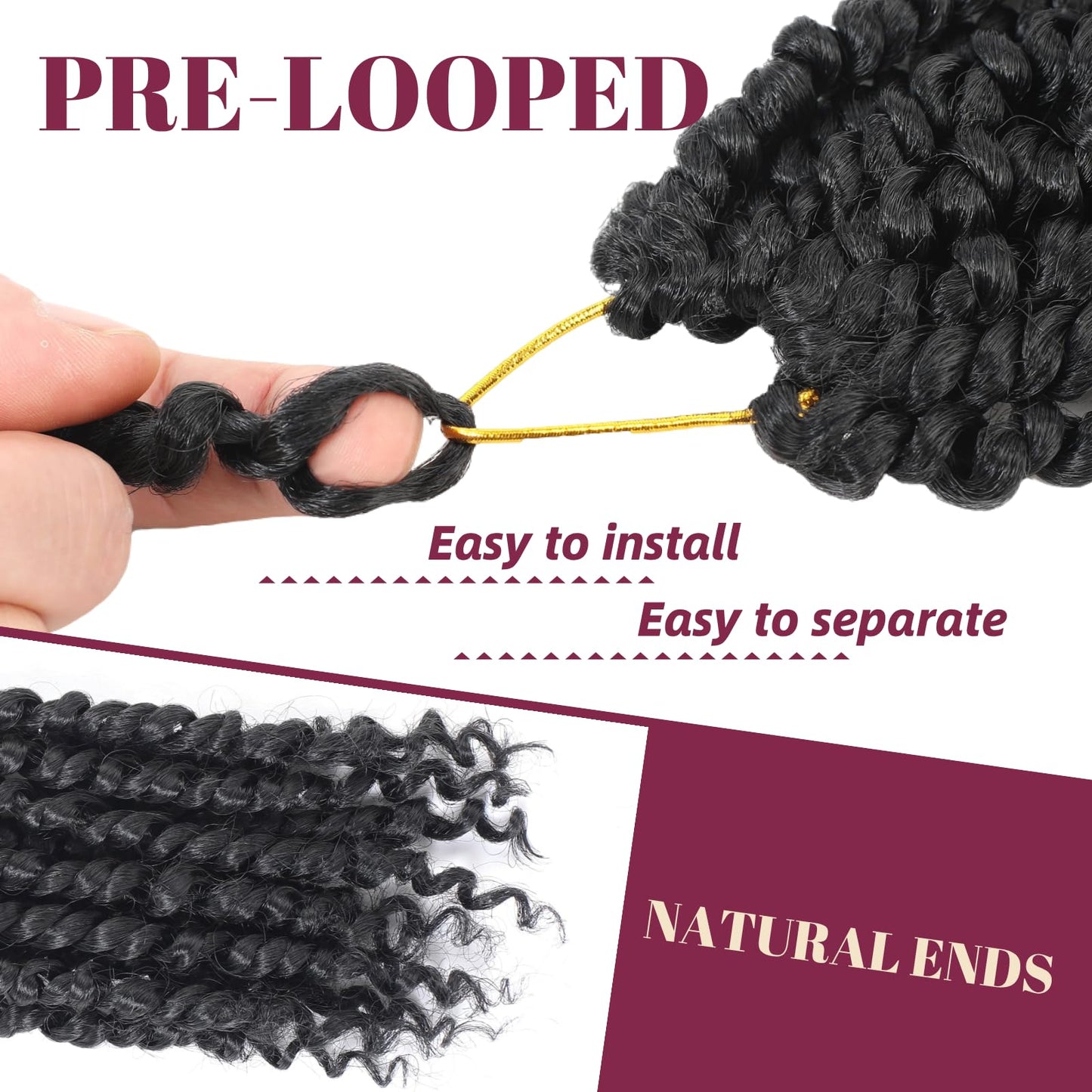9 Packs Pre-Twisted Passion Twist Crochet Hair,24 Inch Natural Black Crochet Twists Pre Looped Long Passion Twist Crochet Braiding Hair Extensions for Black Women(24 Inch,1B#)